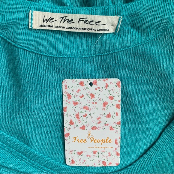 Free People Take The Plunge Turquoise Tank Top M - Picture 5 of 8